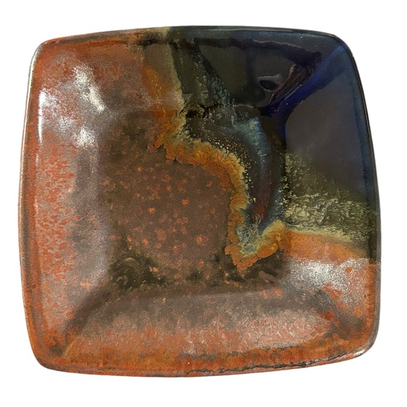 Studio Artisan pottery glazed trinket dish, kitchen soap or sponge holder, plate - Picture 3 of 9